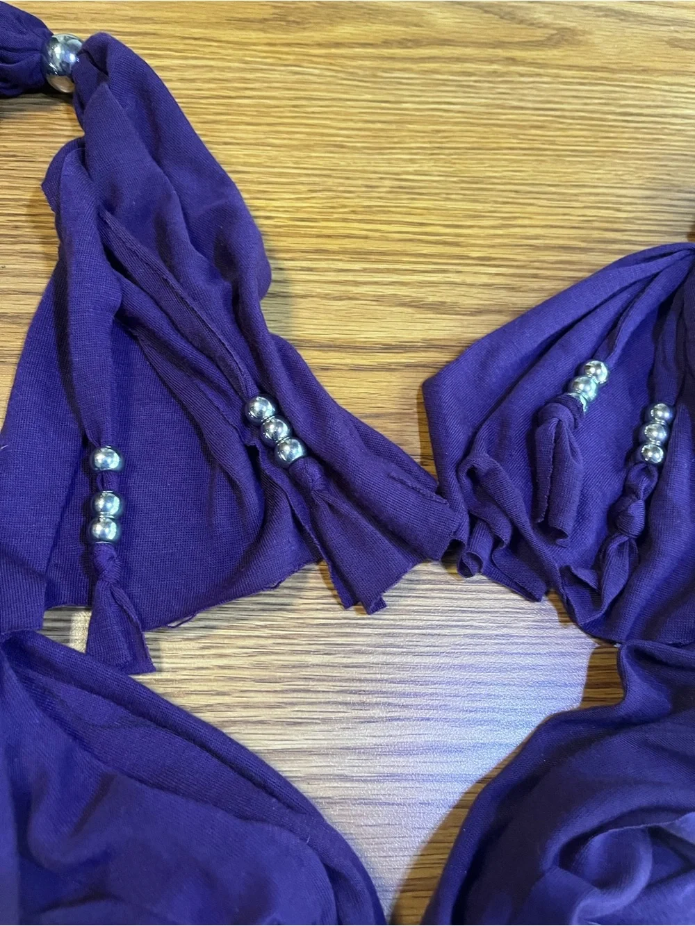 Purple Scarf Necklace with Decorative Cross Pendant